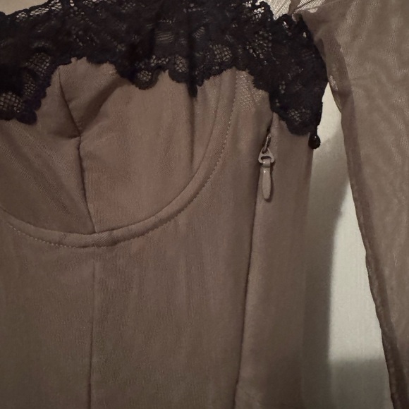 House of CB Taupe Long Sleeve Midi Dress - Picture 6 of 8